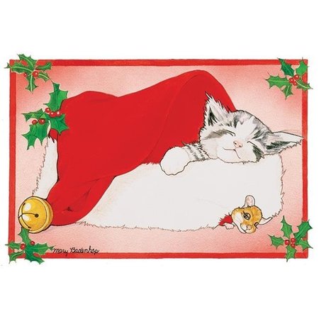 PIPSQUEAK PRODUCTIONS Pipsqueak Productions C428 Santas Cap Cat Christmas Boxed Cards - Pack of 10 C428